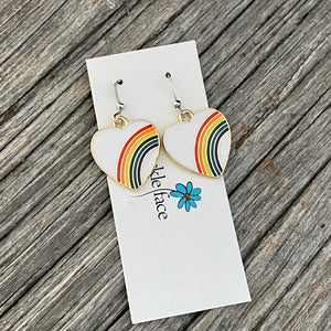 Rainbow Heart Enameled Hook Earrings