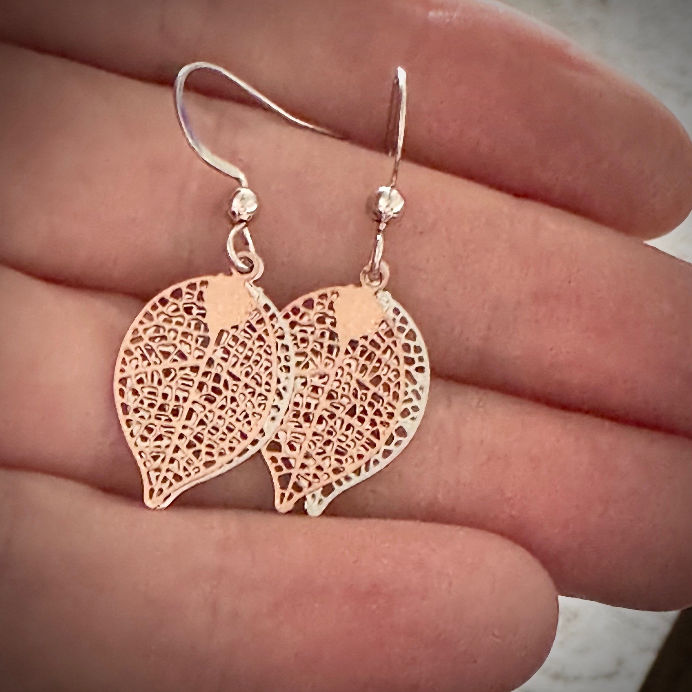 Lightweight Mixed Metal Leaf Earrings