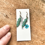Small Feather Patina Earrings