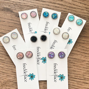 Druzy Stud Earrings - Spring colors 10mm