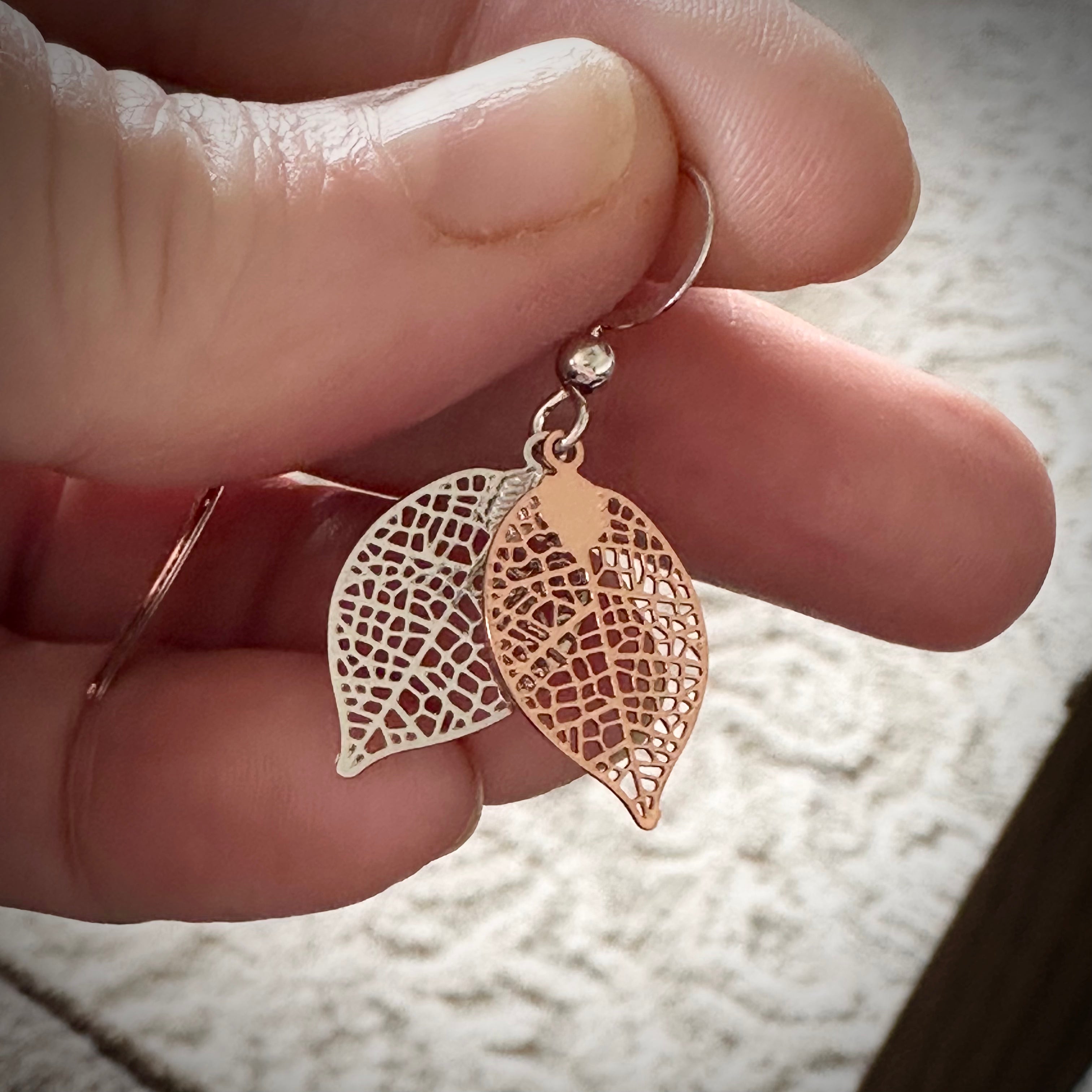Lightweight Mixed Metal Leaf Earrings