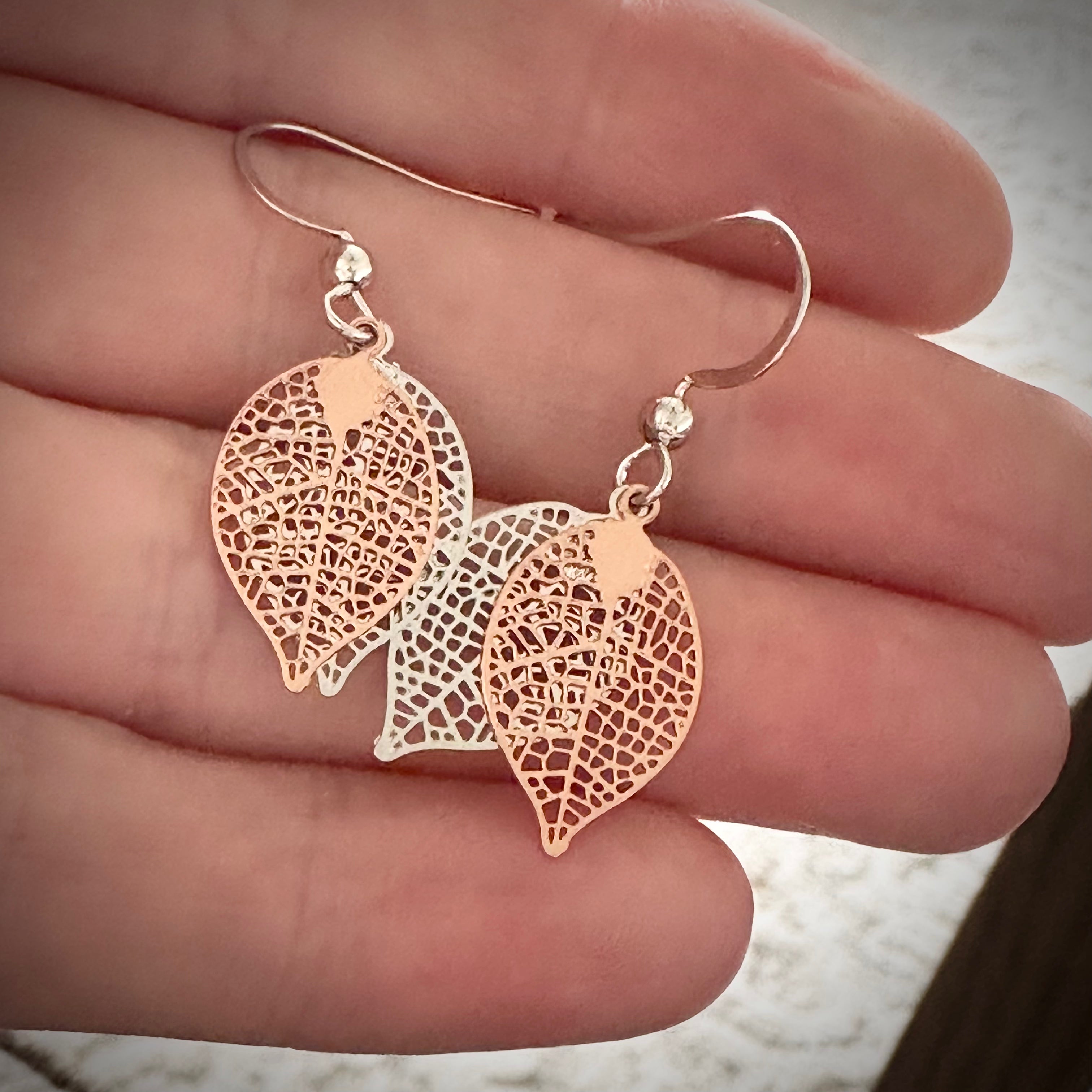 Lightweight Mixed Metal Leaf Earrings