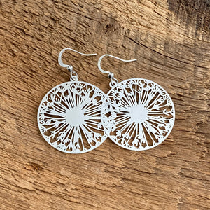 Lightweight dandelion wish filigree earrings
