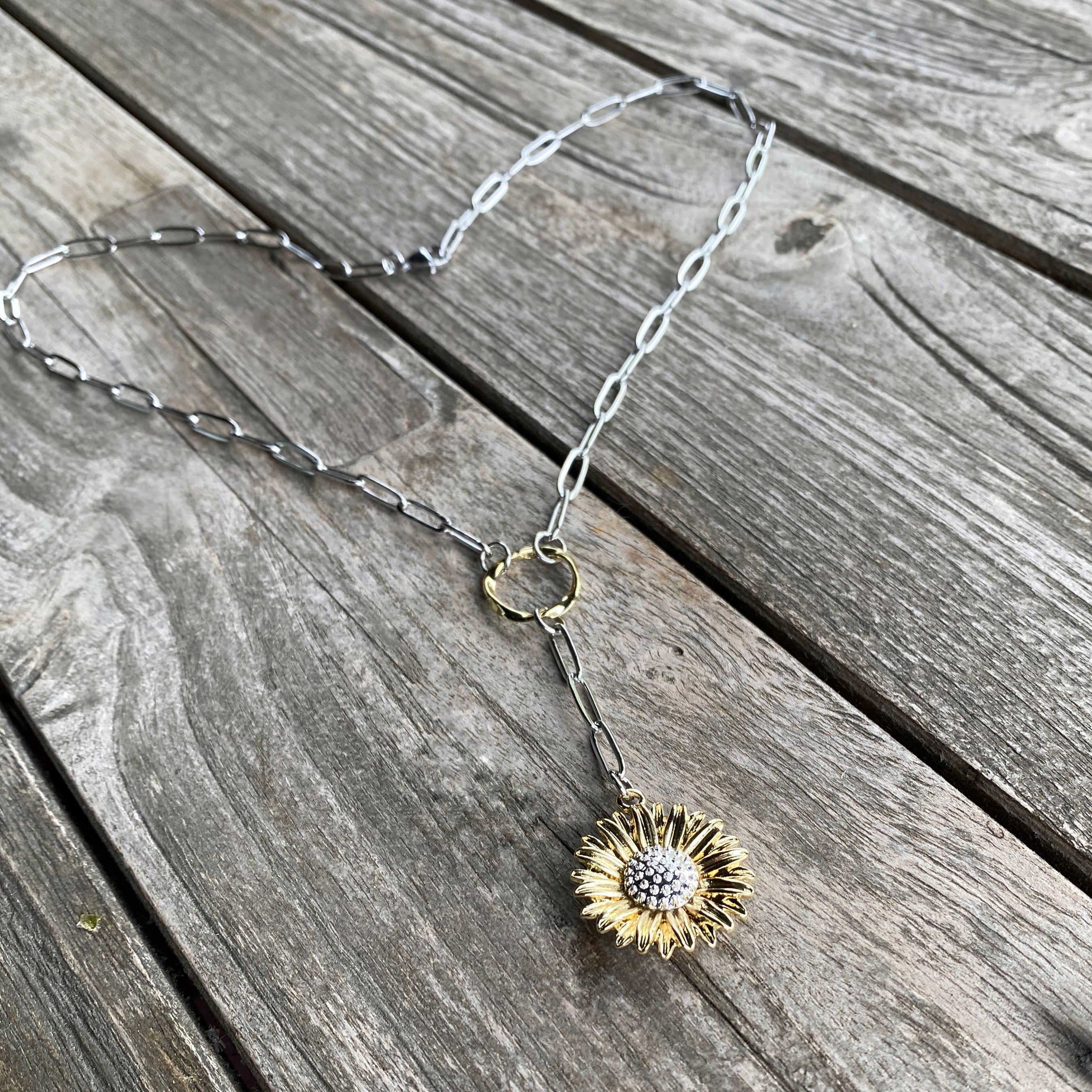 Sunflower Paperclip Necklace