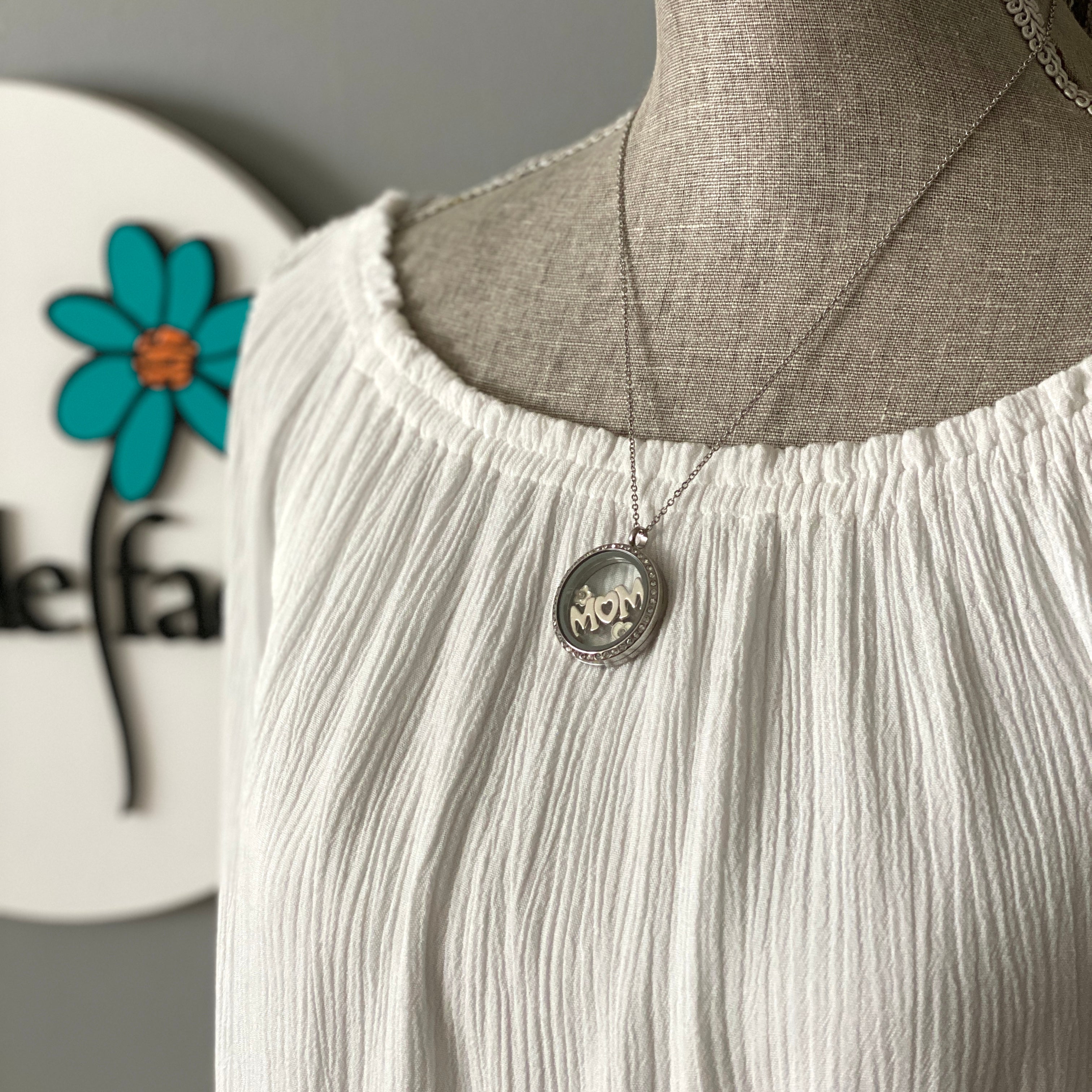 Glass Locket Mom Necklace