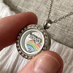 Glass Locket Rainbow Love Necklace