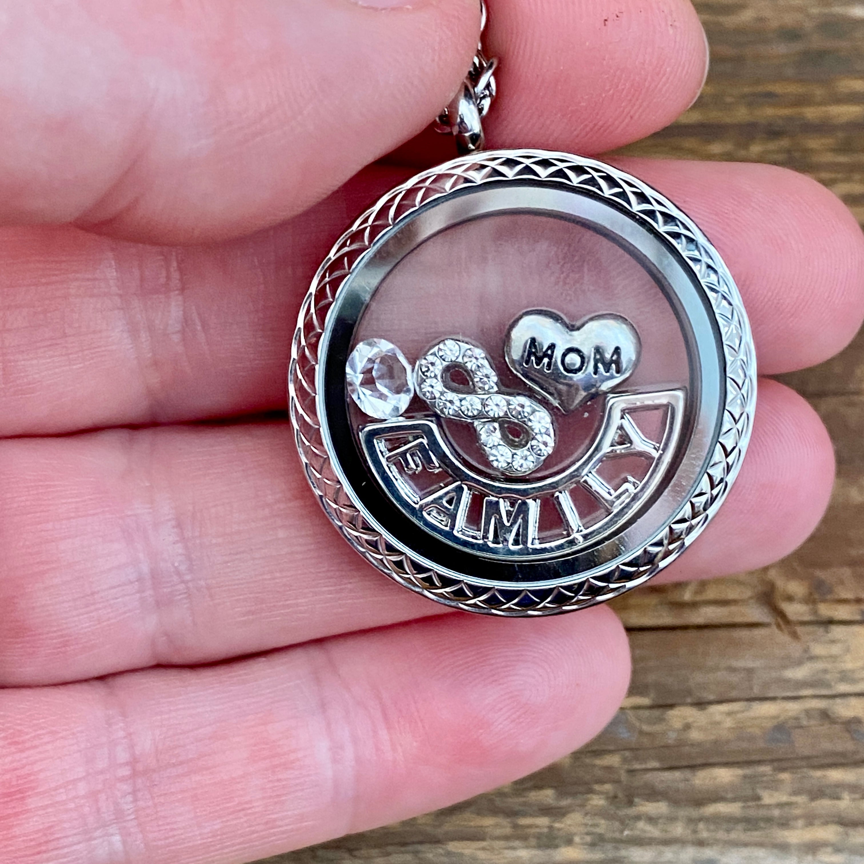 Glass Locket Family Mom Necklace