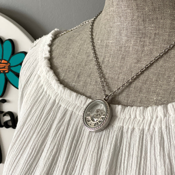 Glass Locket Family Mom Necklace