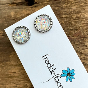 Druzy Stud Earrings - Neutrals 10mm