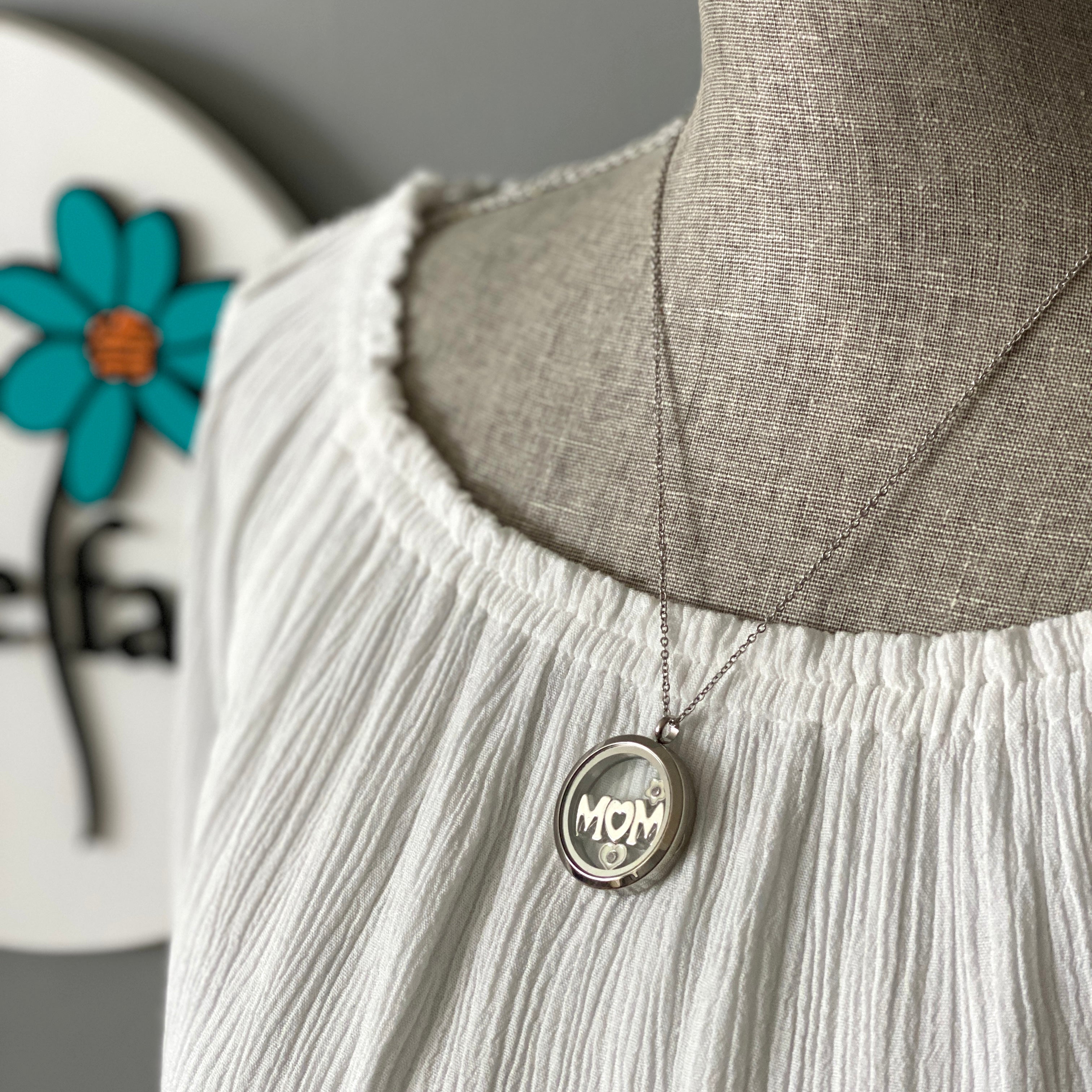 Glass Locket Mom Necklace