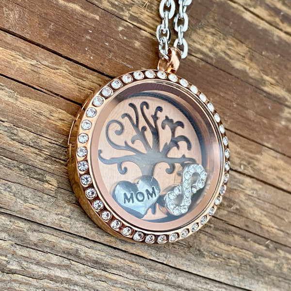 Glass Locket Mom Tree Necklace