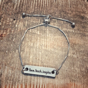 Teach inspire love adjustable bracelet