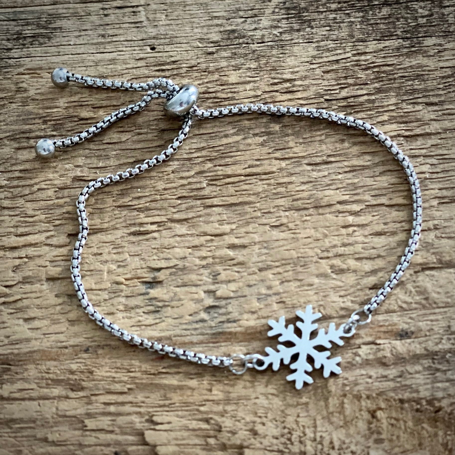 Adjustable Bracelet - Silver Snowflake
