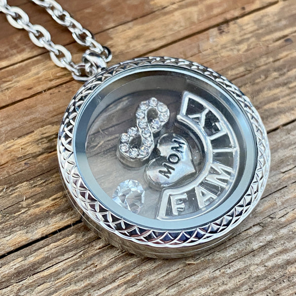 Glass Locket Family Mom Necklace