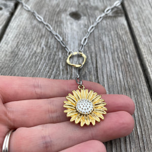 Sunflower Paperclip Necklace