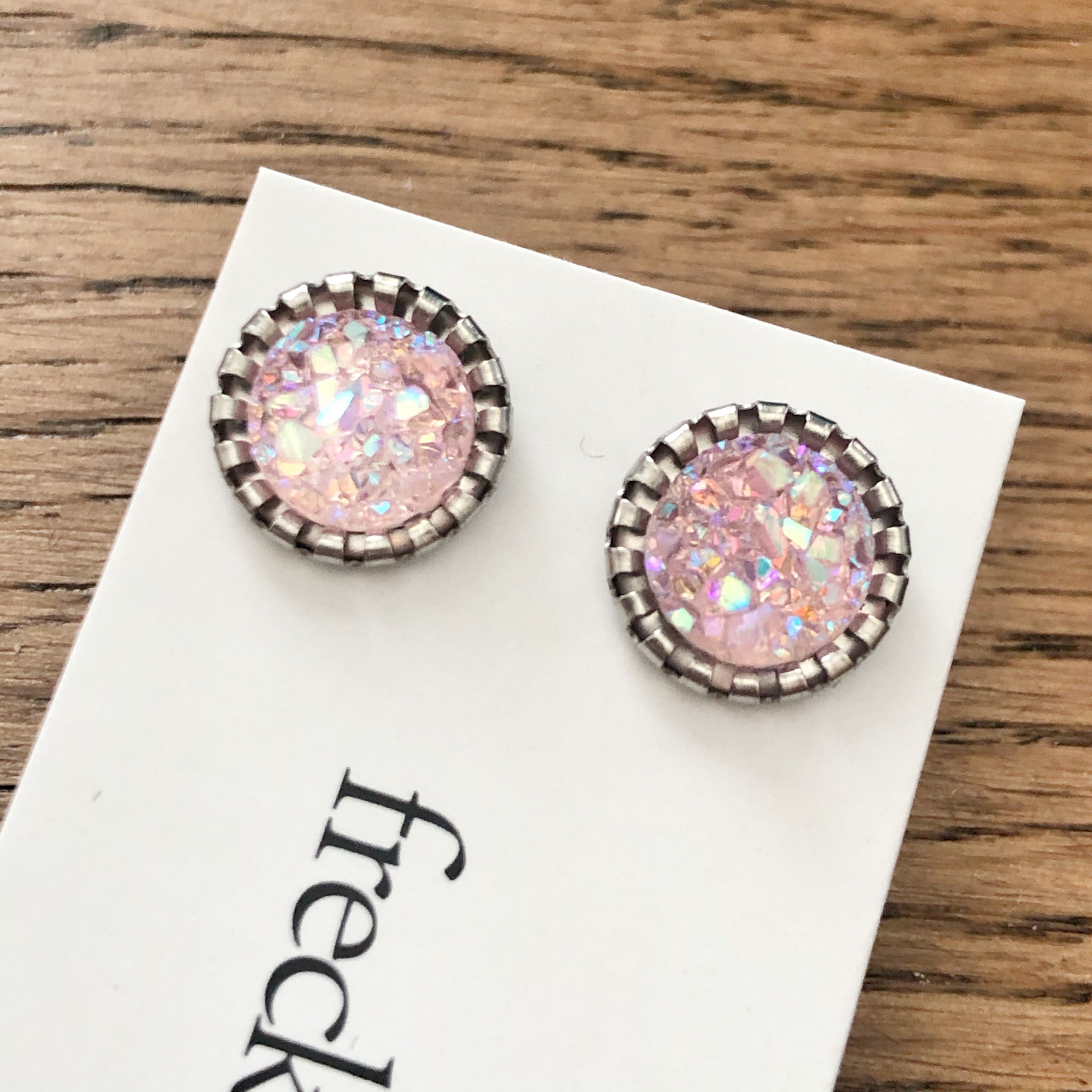 Druzy Stud Earrings - Spring colors 10mm
