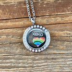 Glass Locket Rainbow Love Necklace
