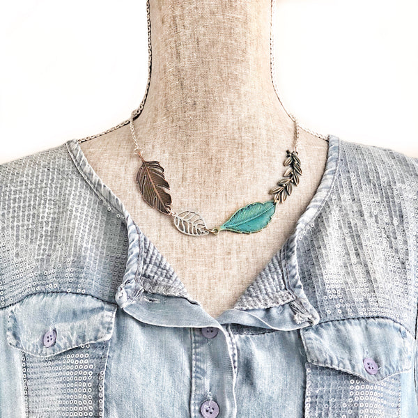 Patina Leaf Bib Necklace