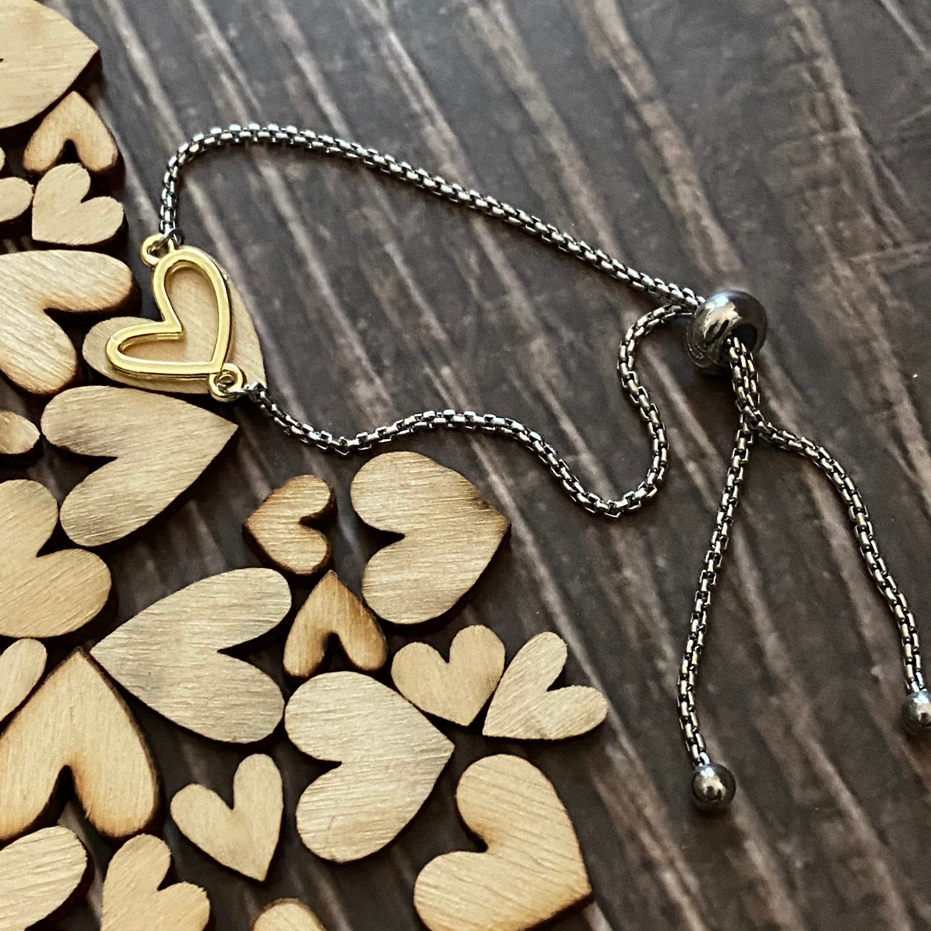 Adjustable Bracelet - Open Heart