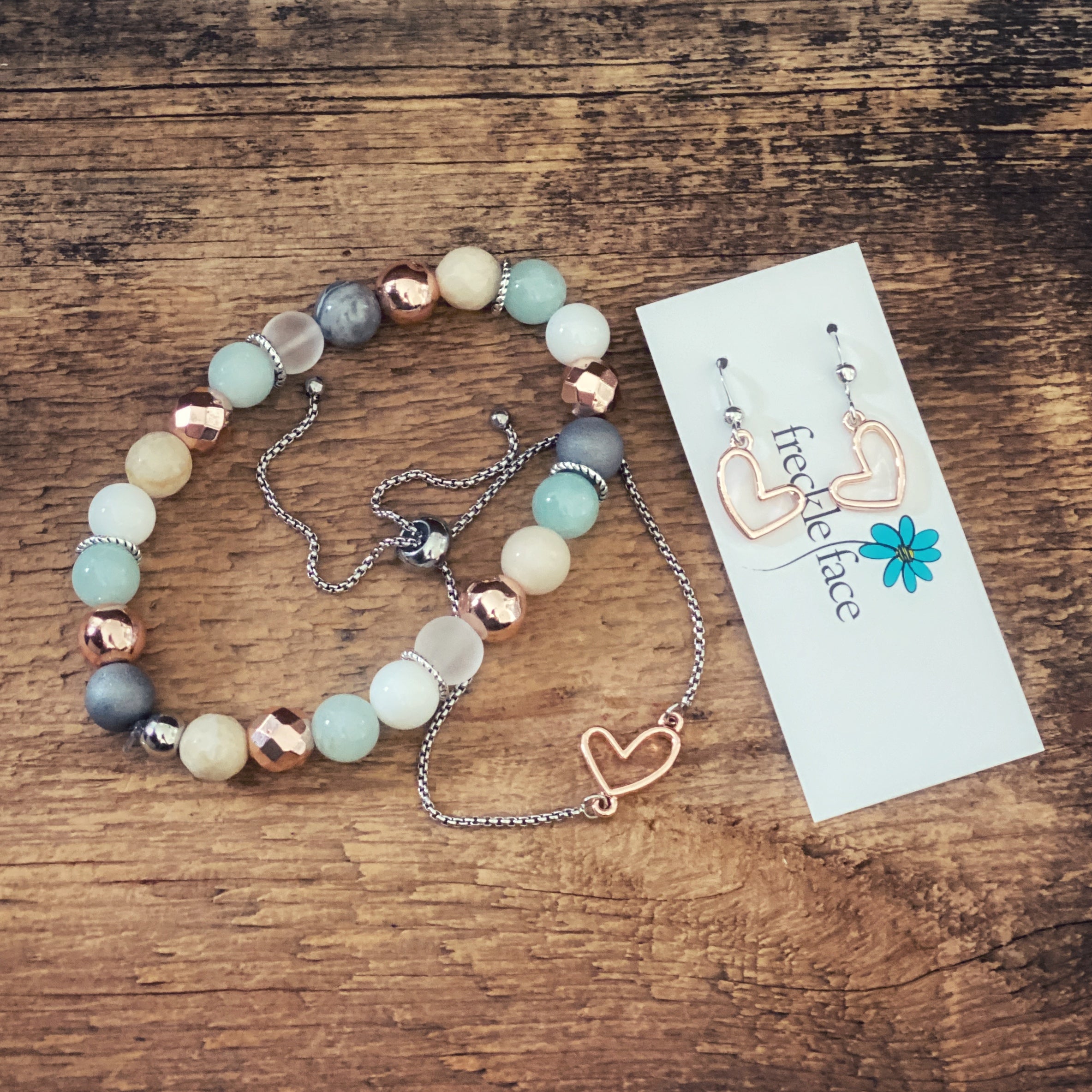Rose gold Bracelet/Earrings Gift Set