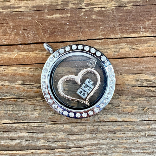 Glass Locket BFF Heart Necklace
