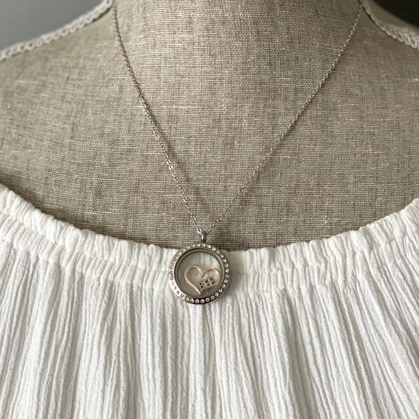 Glass Locket BFF Heart Necklace