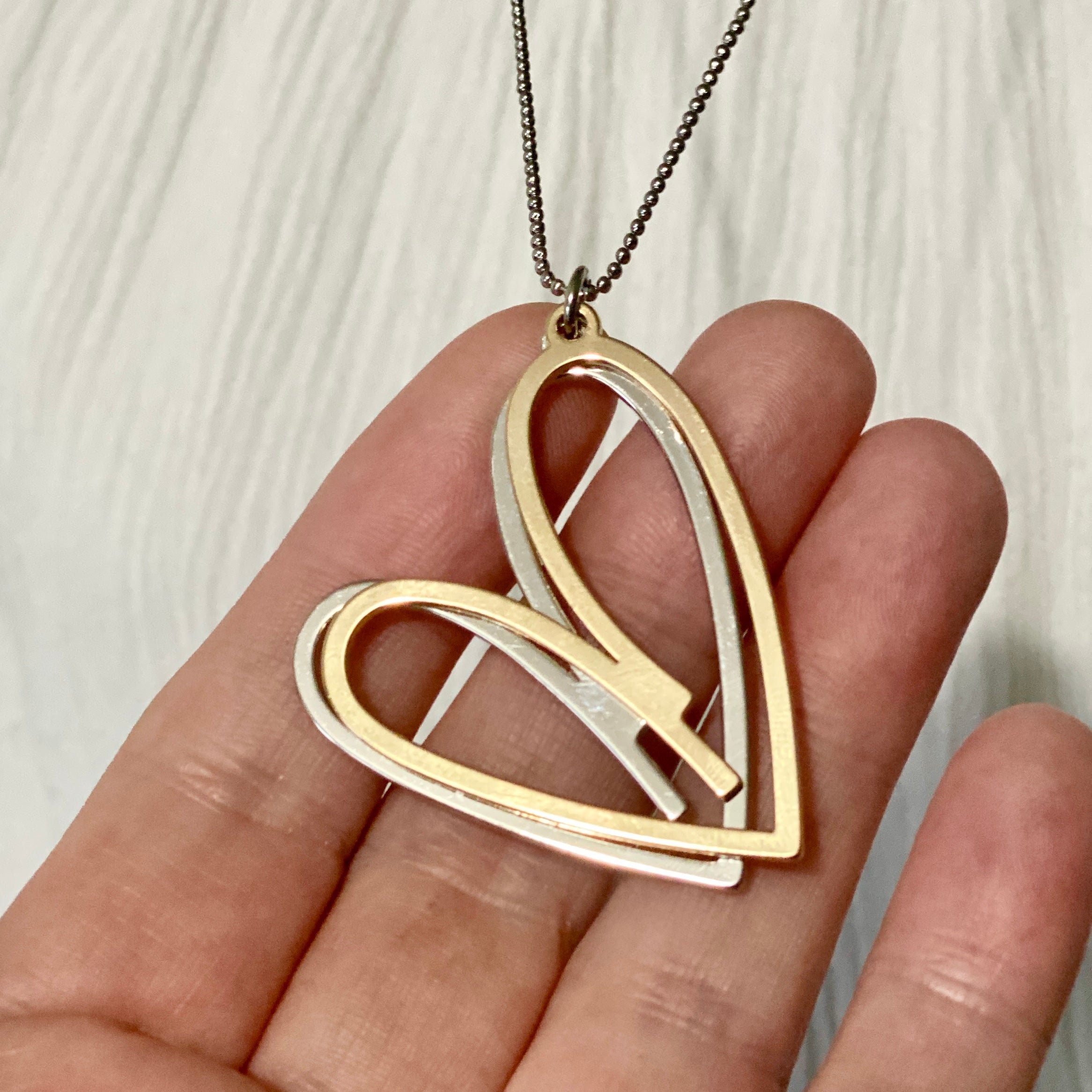 Simple Double Heart Long Necklace