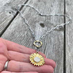 Sunflower Paperclip Necklace
