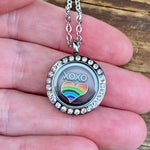 Glass Locket Rainbow Love Necklace