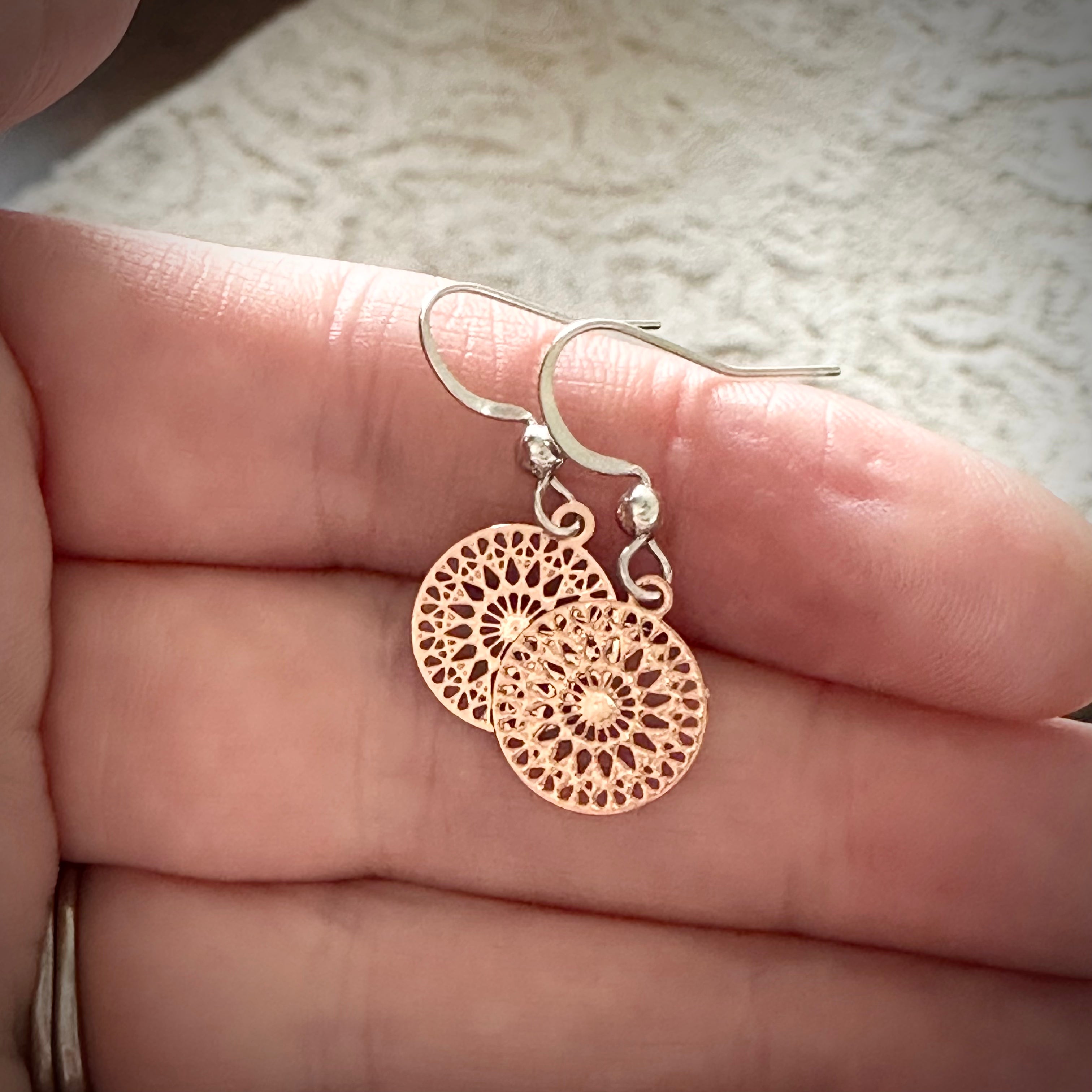 Lightweight Rose Gold Medallion Earrings