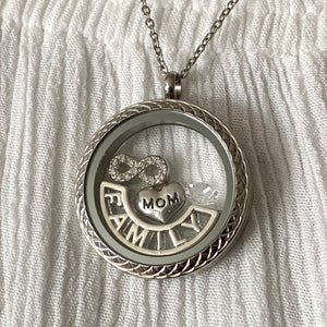 Glass Locket Family Mom Necklace