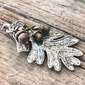 Oak Leaf and Acorns Pendant Necklace