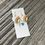 Rainbow Heart Enameled Hook Earrings